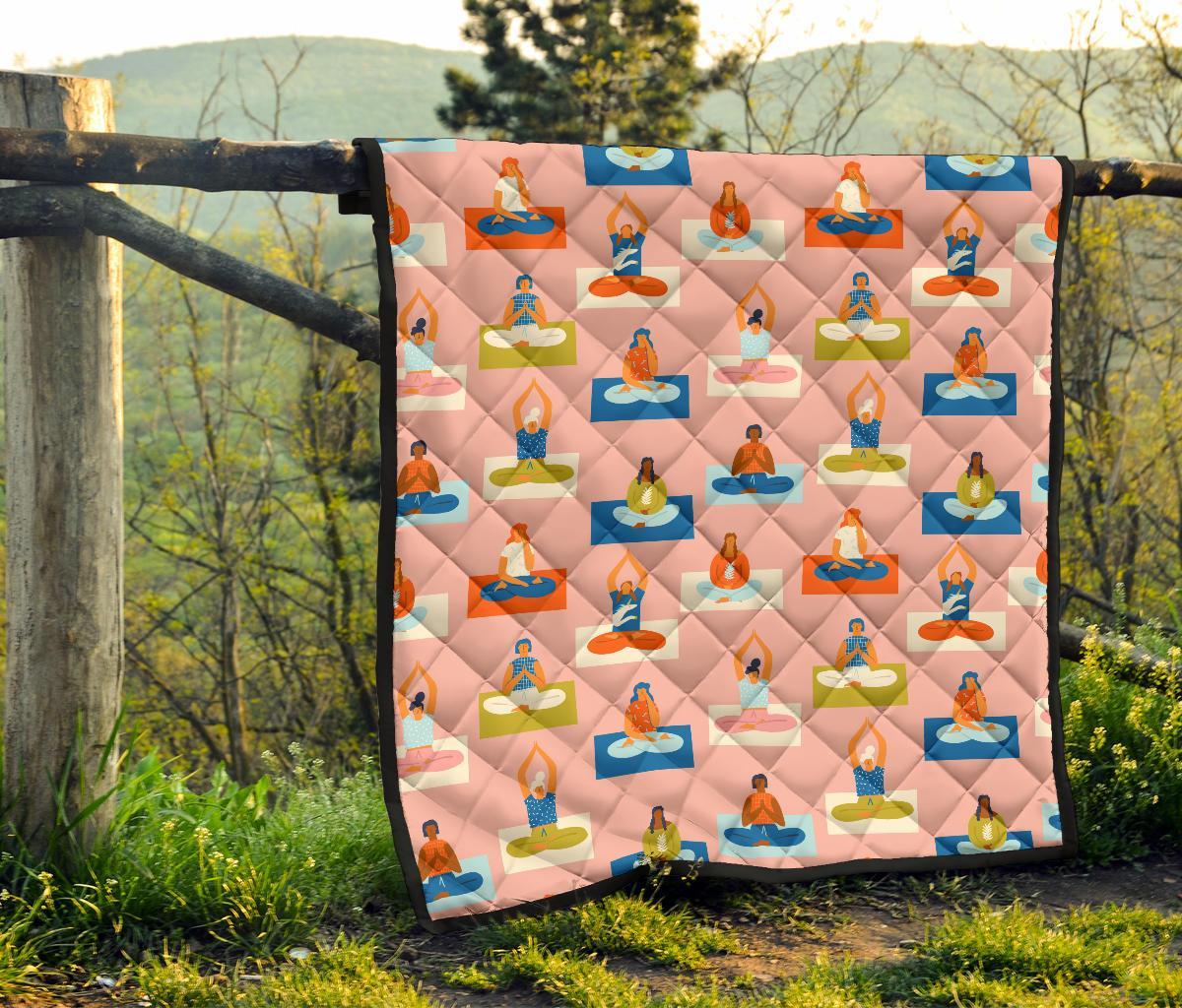 Meditation Yoga Pattern Print Quilt-grizzshop