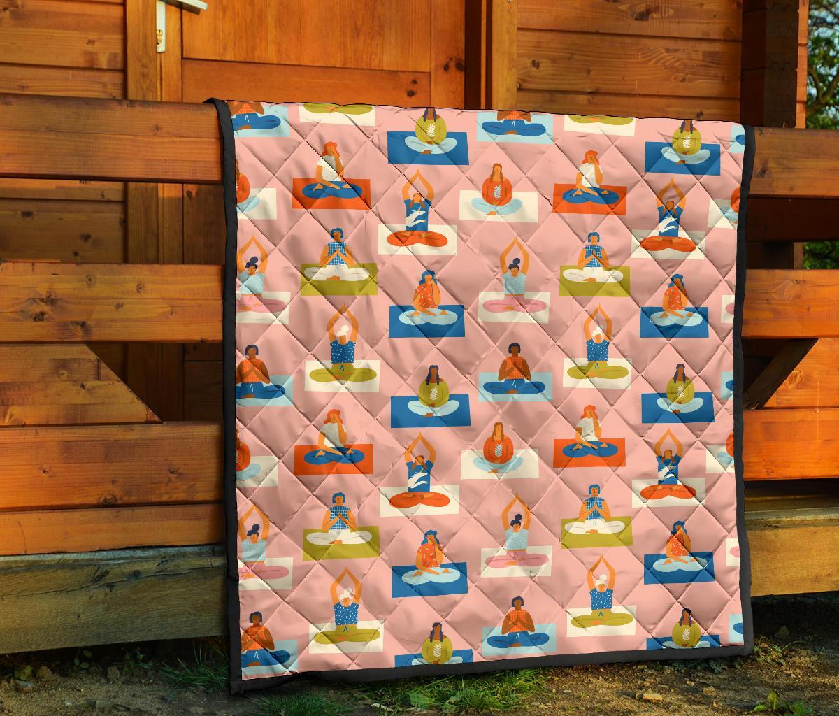 Meditation Yoga Pattern Print Quilt-grizzshop