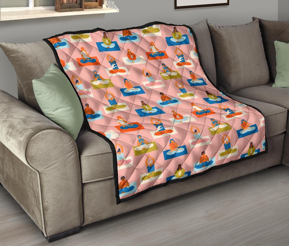 Meditation Yoga Pattern Print Quilt-grizzshop