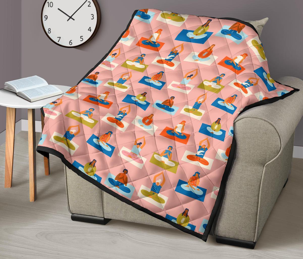 Meditation Yoga Pattern Print Quilt-grizzshop