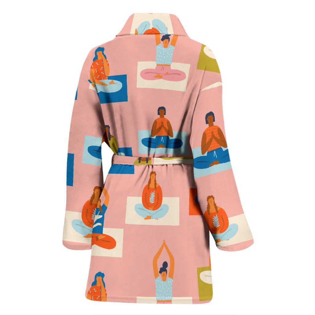 Meditation Yoga Pattern Print Women Long Robe-grizzshop