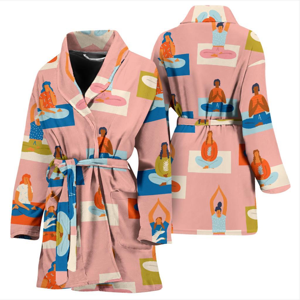 Meditation Yoga Pattern Print Women Long Robe-grizzshop