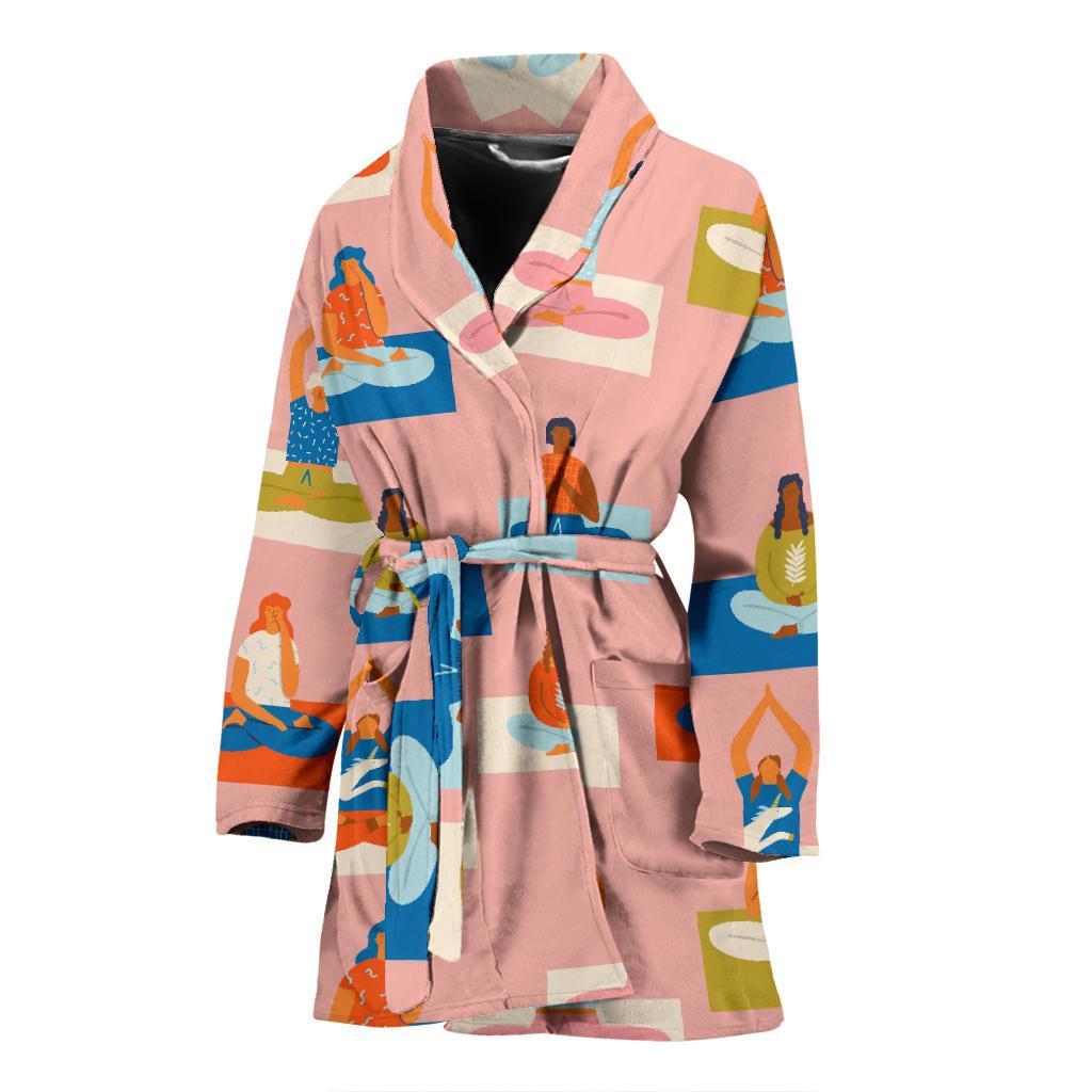 Meditation Yoga Pattern Print Women Long Robe-grizzshop