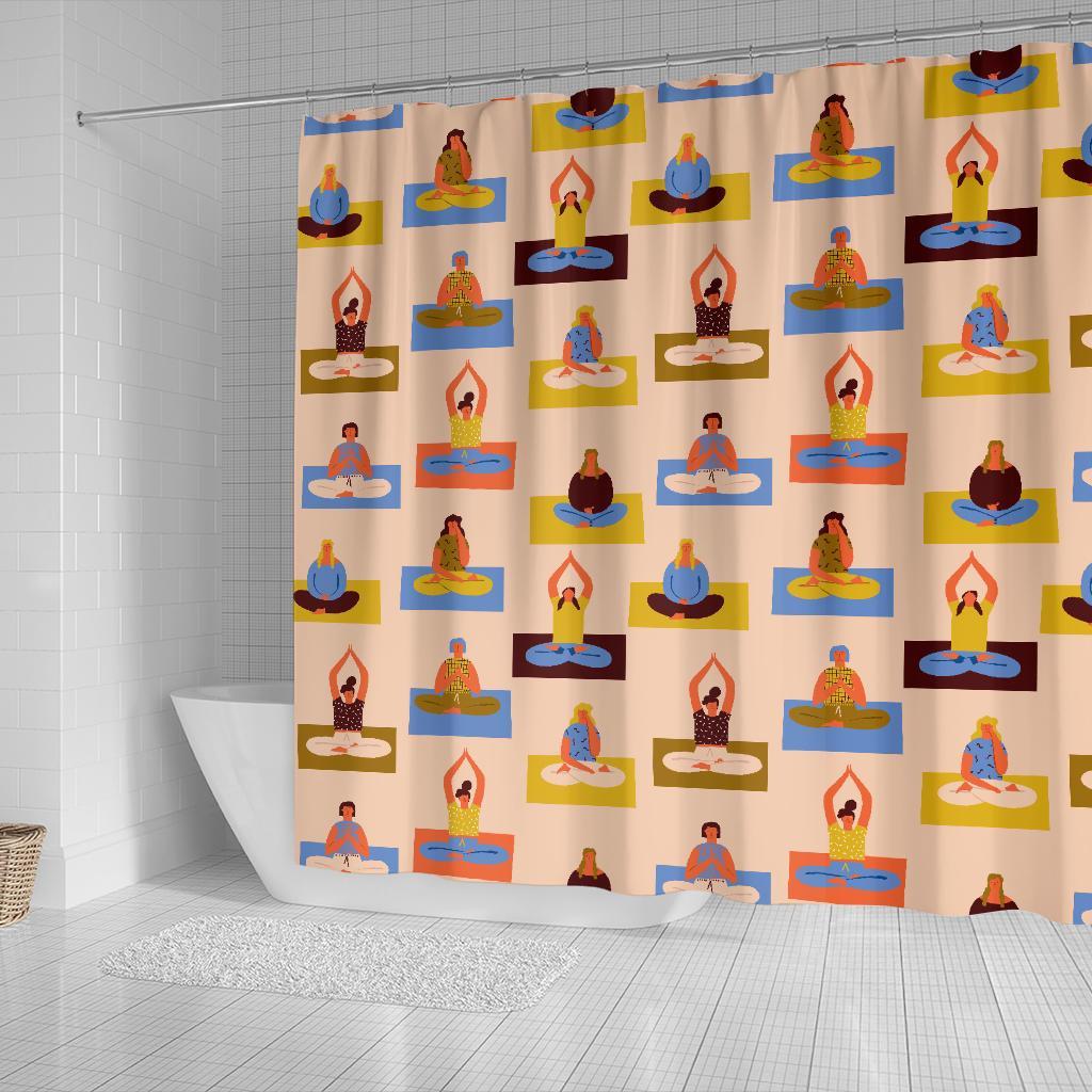 Meditation Yoga Print Pattern Bathroom Shower Curtain-grizzshop