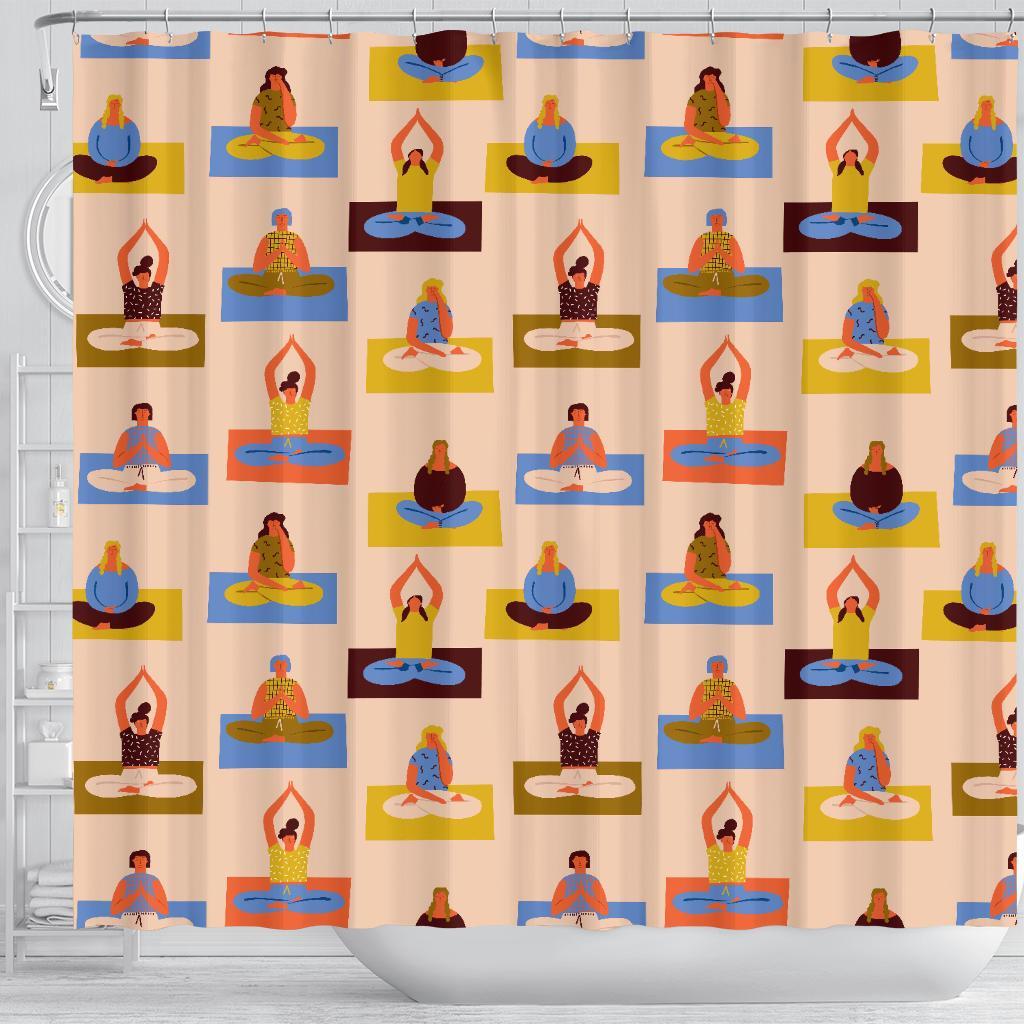 Meditation Yoga Print Pattern Bathroom Shower Curtain-grizzshop