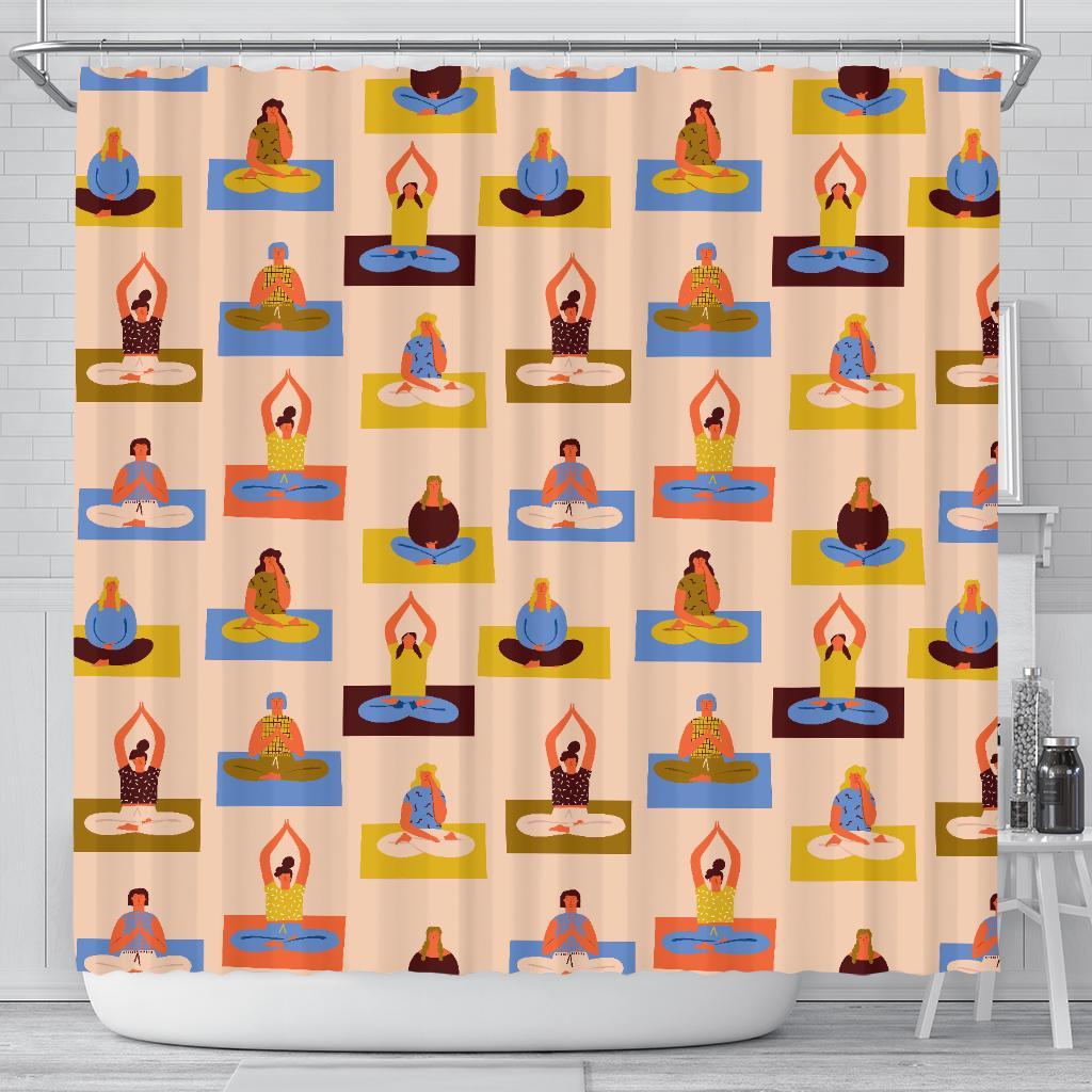 Meditation Yoga Print Pattern Bathroom Shower Curtain-grizzshop