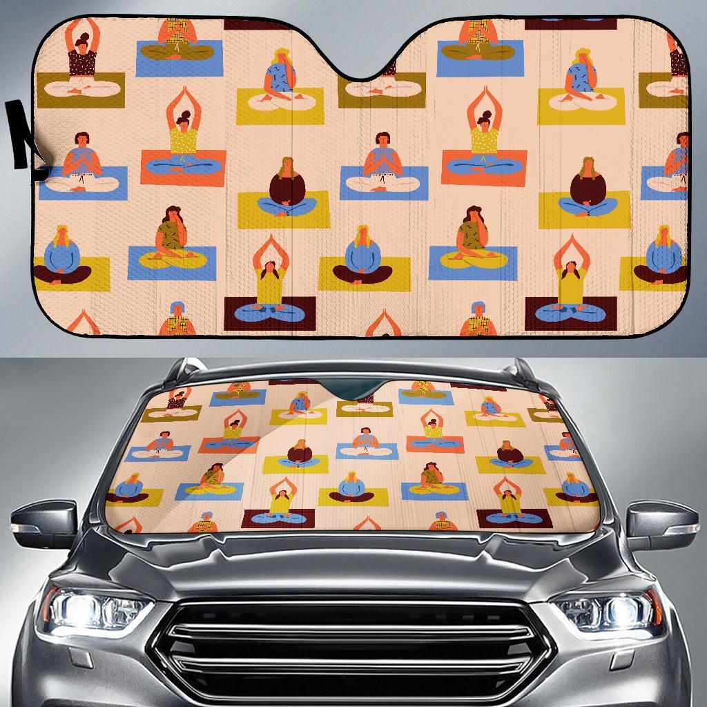 Meditation Yoga Print Pattern Car Sun Shade-grizzshop