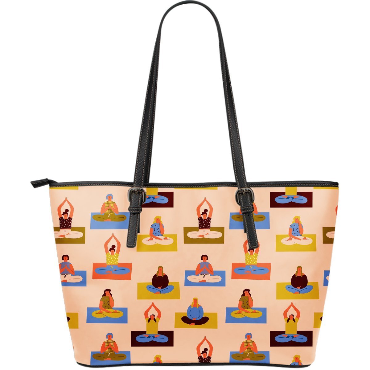Meditation Yoga Print Pattern Leather Tote Bag-grizzshop