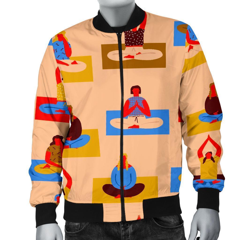 Meditation Yoga Print Pattern Men's Bomber Jacket-grizzshop