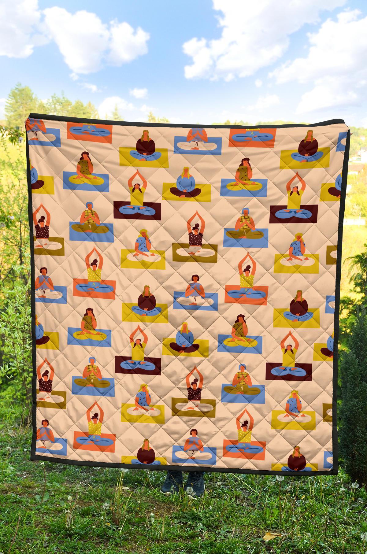Meditation Yoga Print Pattern Quilt-grizzshop