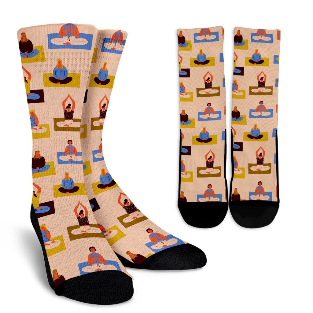 Meditation Yoga Print Pattern Unisex Crew Socks-grizzshop