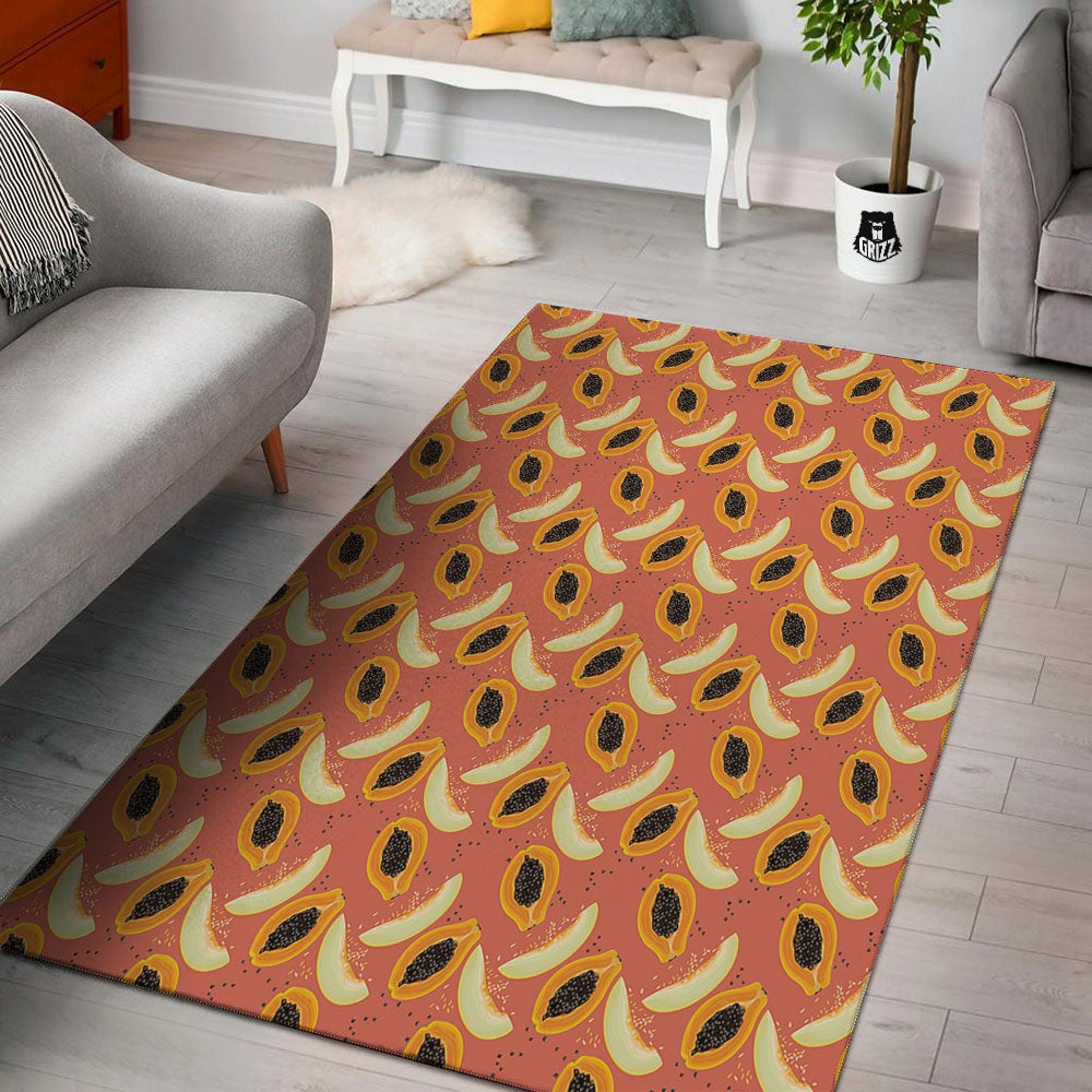 Melon And Papaya Print Pattern Floor Mat-grizzshop
