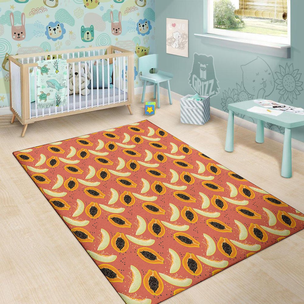 Melon And Papaya Print Pattern Floor Mat-grizzshop