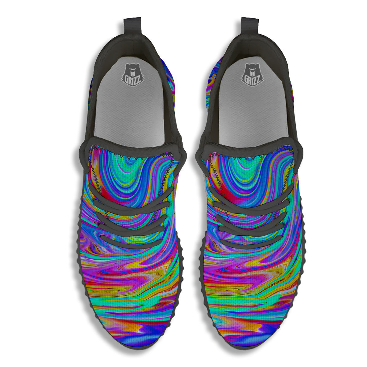 Melt Acid Colorful Print Black Walking Shoes-grizzshop