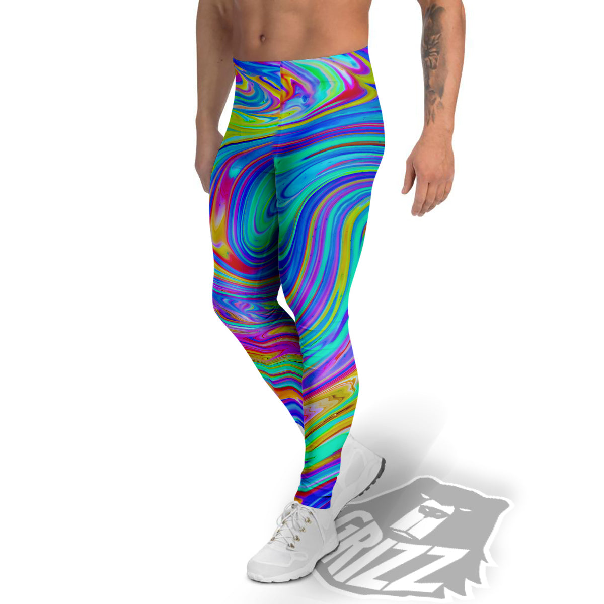 Melt Acid Colorful Print Men's Leggings-grizzshop
