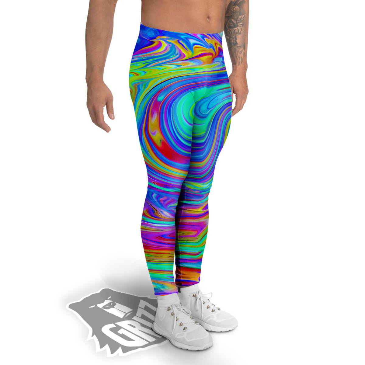 Melt Acid Colorful Print Men's Leggings-grizzshop