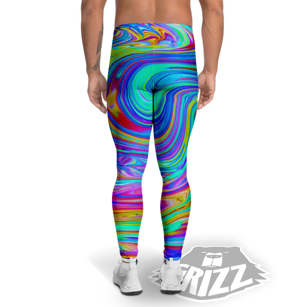 Melt Acid Colorful Print Men's Leggings-grizzshop