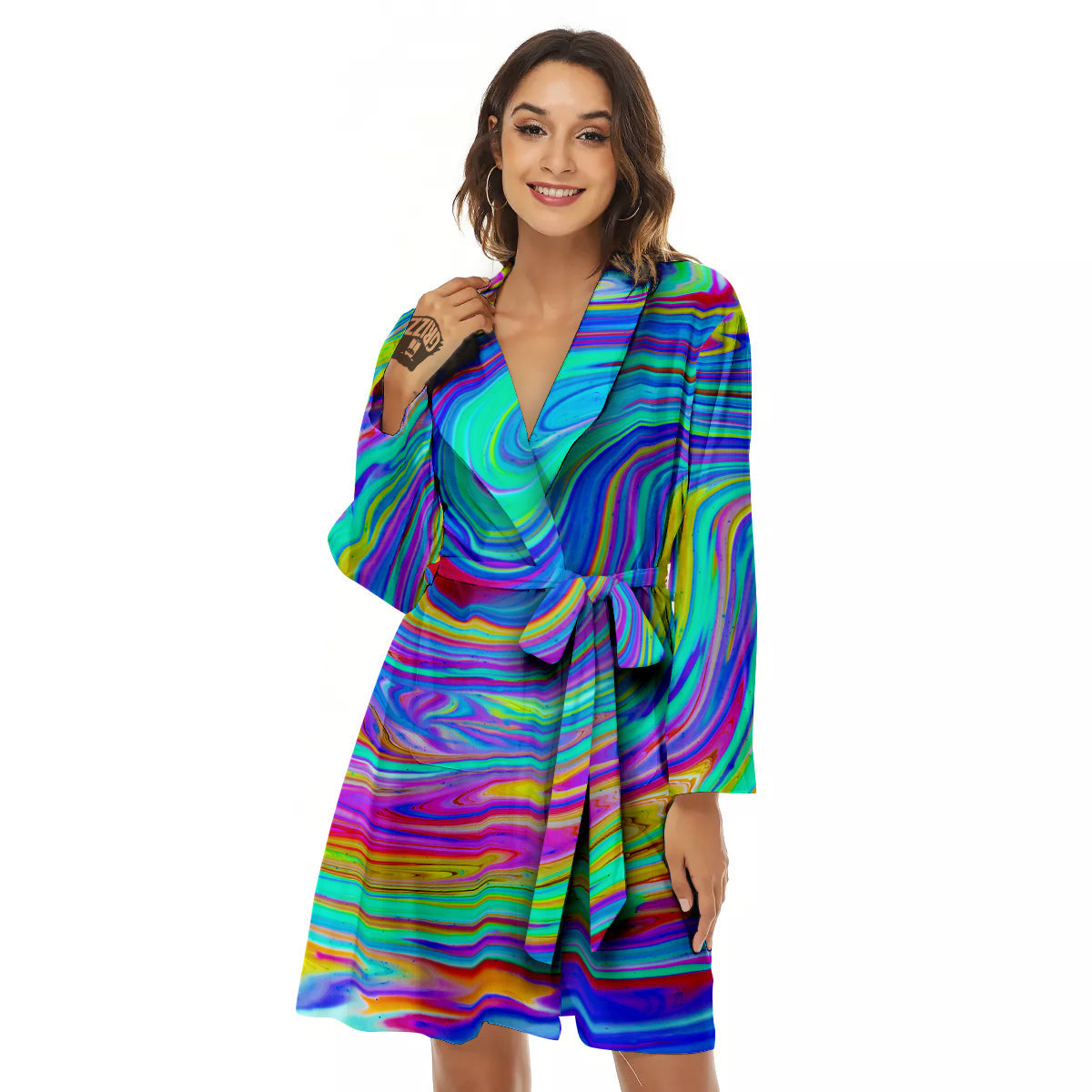 Melt Acid Colorful Print Women's Robe-grizzshop