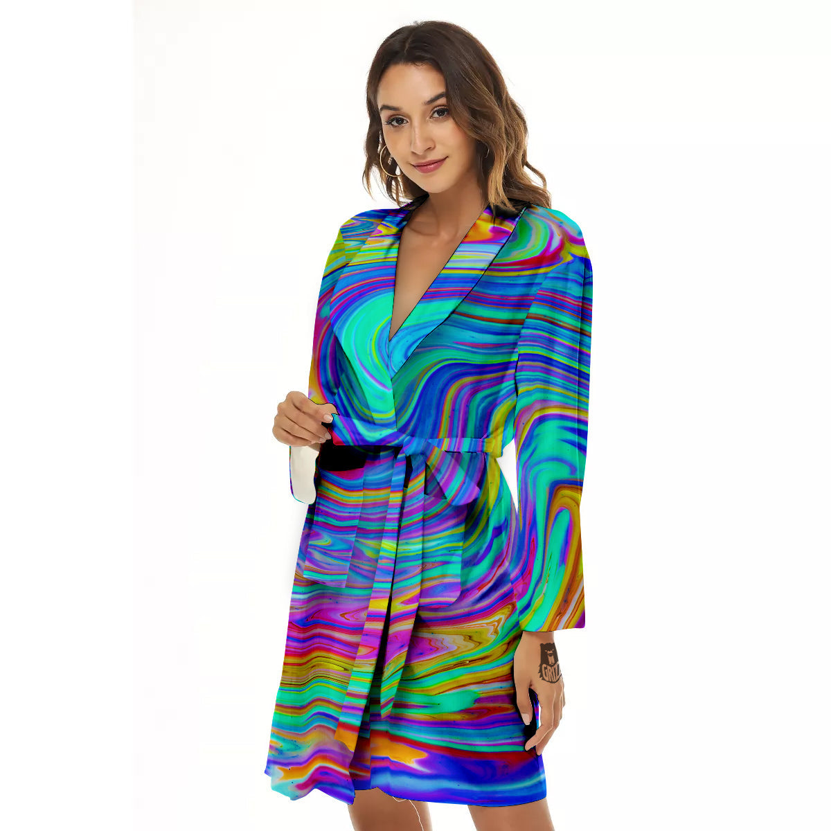 Melt Acid Colorful Print Women's Robe-grizzshop