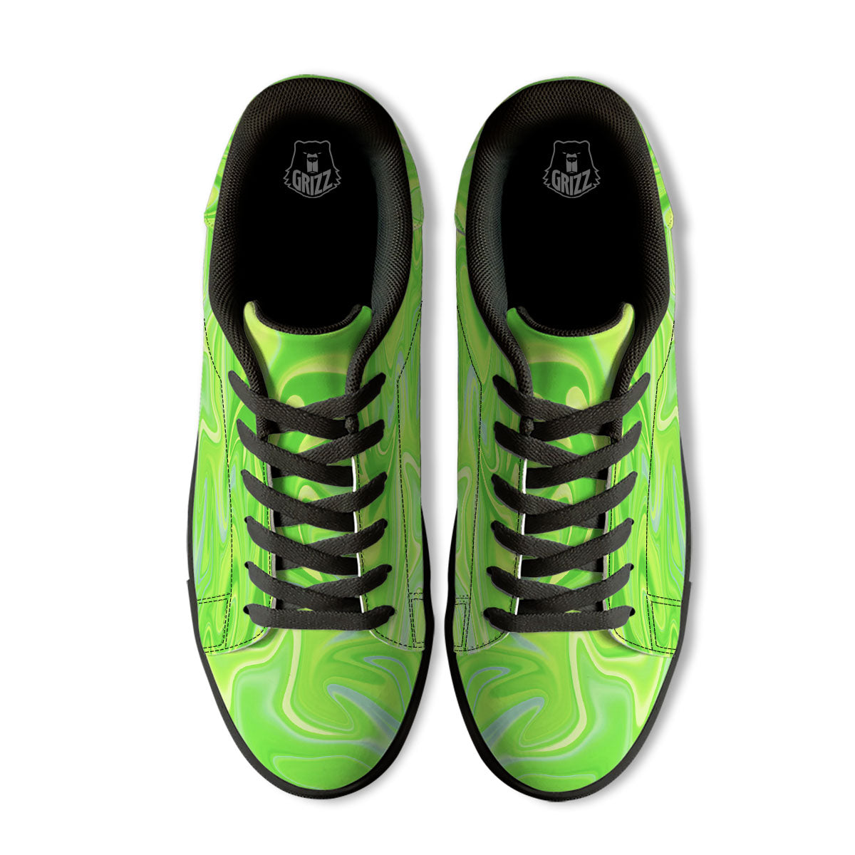 Melt Acid Green Print Black Low Top Sneakers-grizzshop
