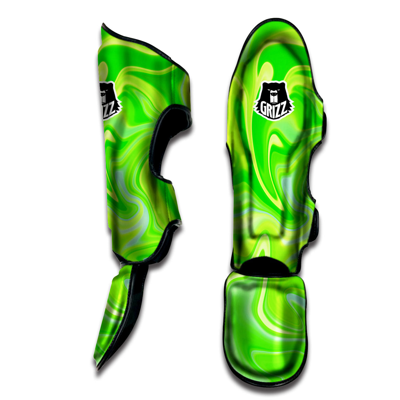 Melt Acid Green Print Muay Thai Shin Guards-grizzshop