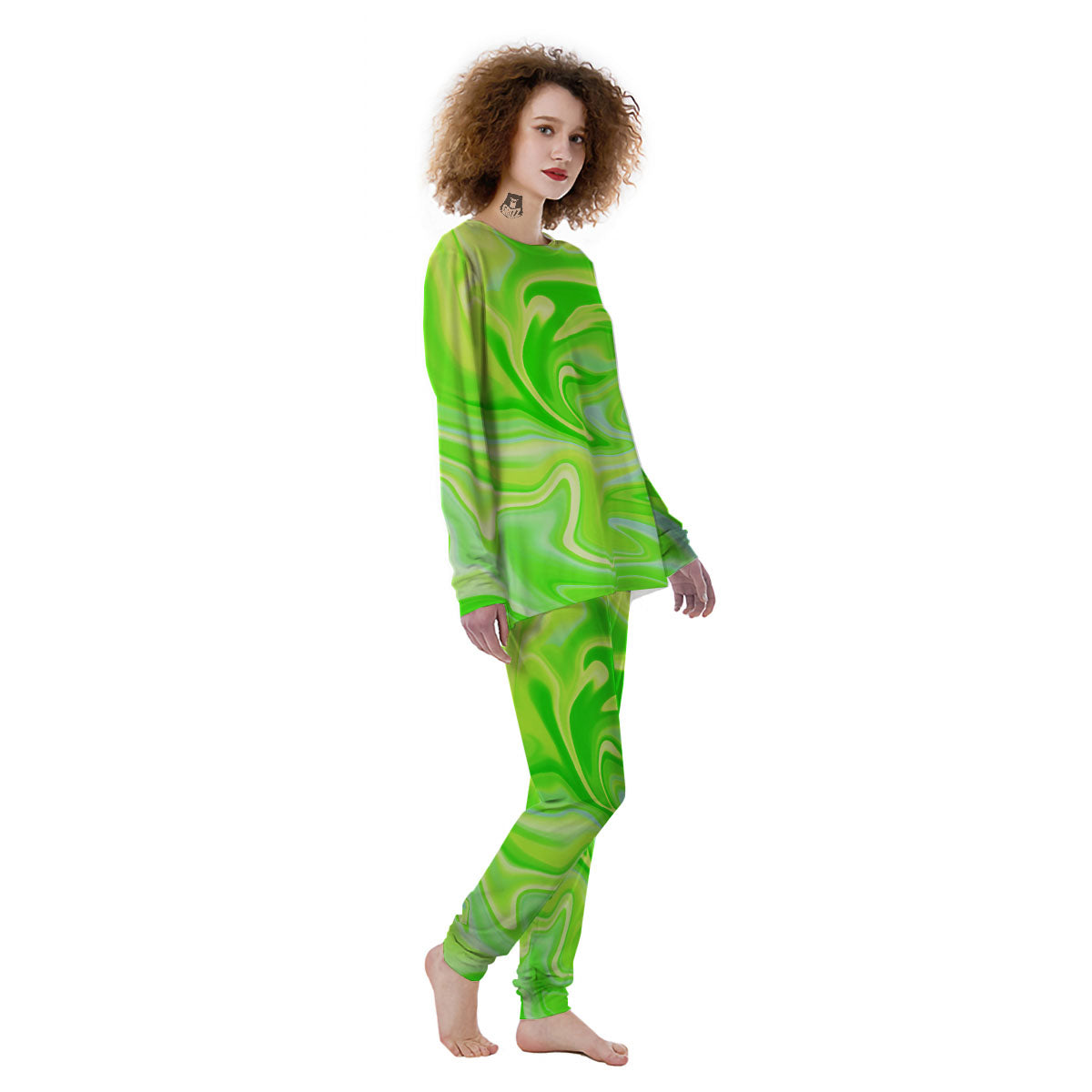 Melt Acid Green Print Women's Pajamas-grizzshop