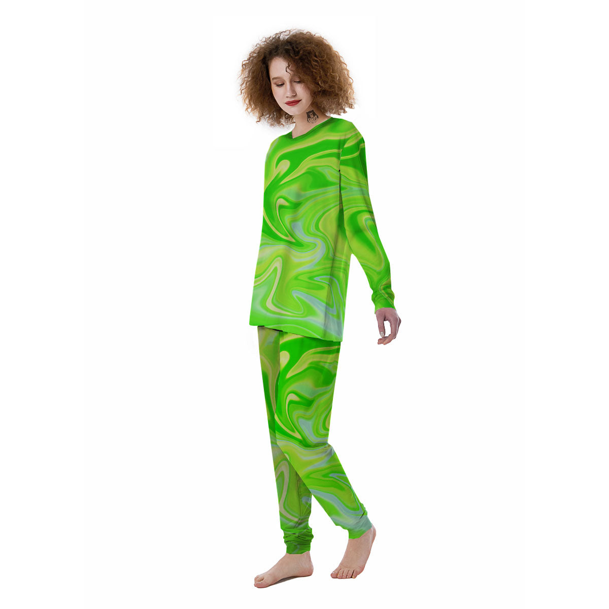 Melt Acid Green Print Women's Pajamas-grizzshop