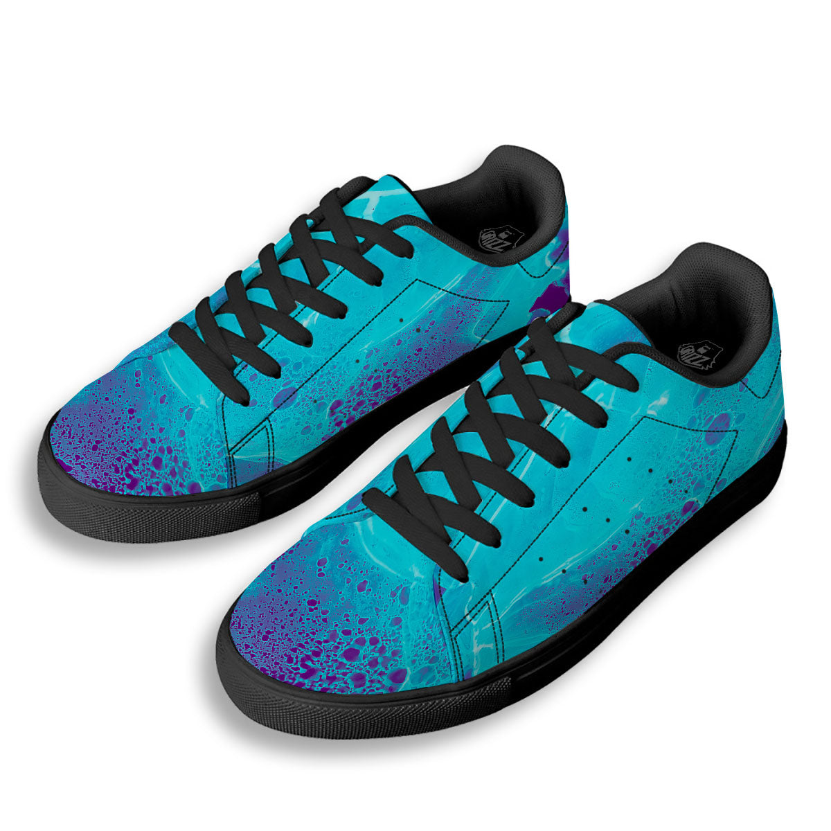 Melt Acid Turquoise Print Black Low Top Sneakers-grizzshop