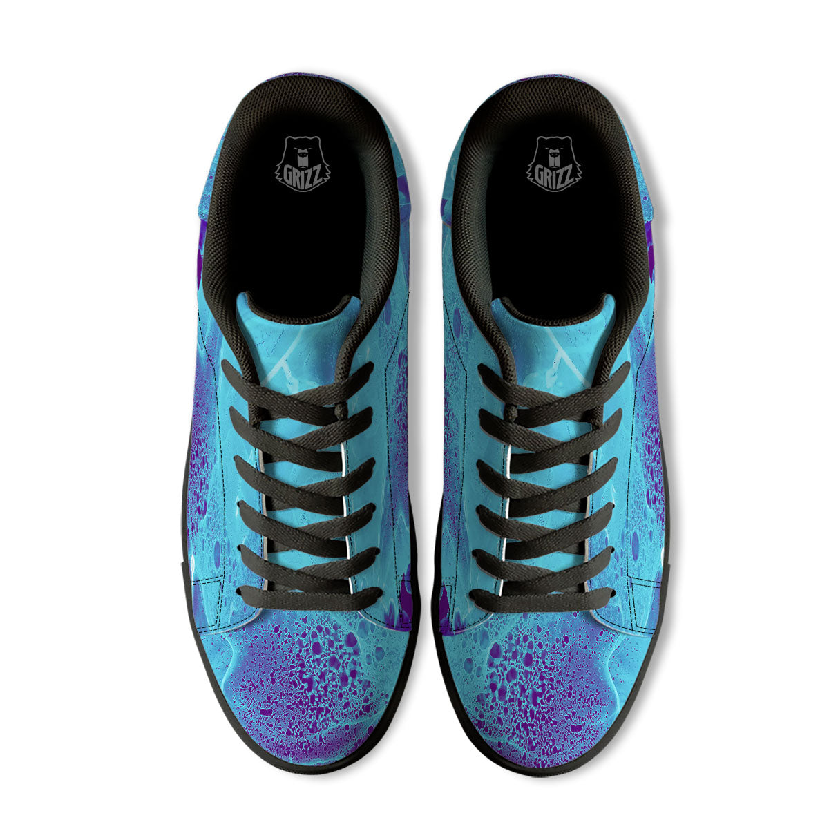 Melt Acid Turquoise Print Black Low Top Sneakers-grizzshop