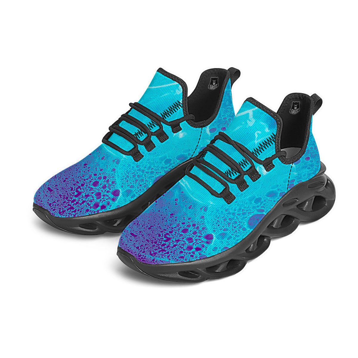 Melt Acid Turquoise Print Black Running Shoes-grizzshop