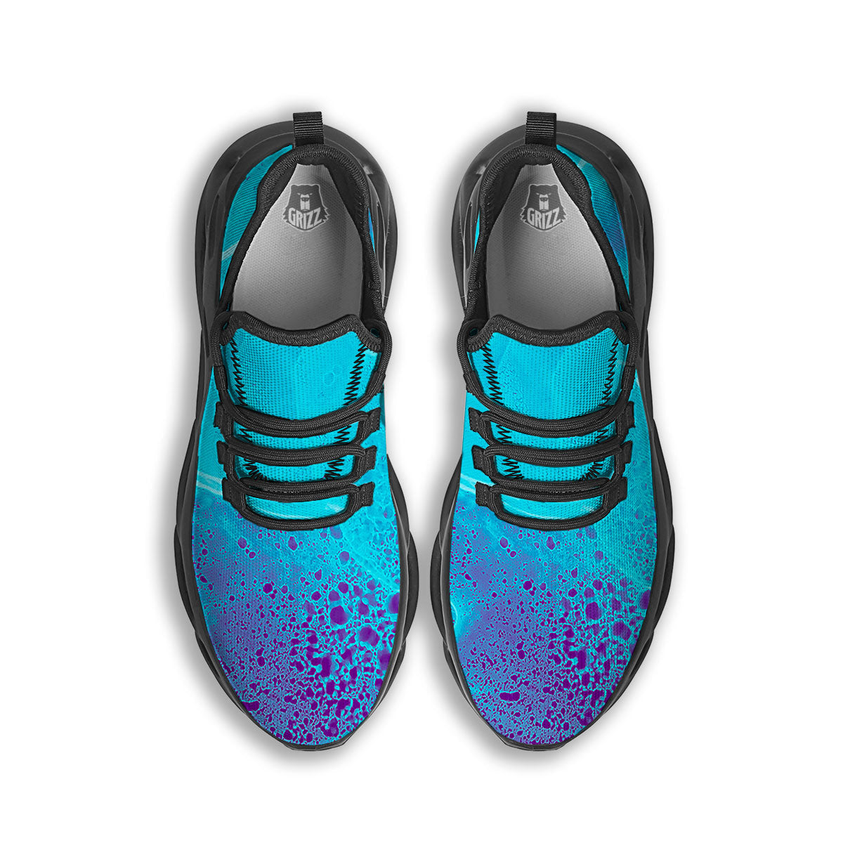 Melt Acid Turquoise Print Black Running Shoes-grizzshop