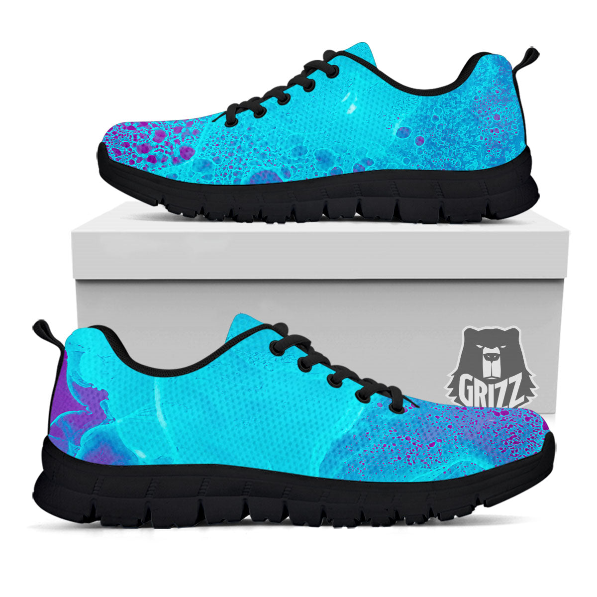 Melt Acid Turquoise Print Black Sneaker-grizzshop