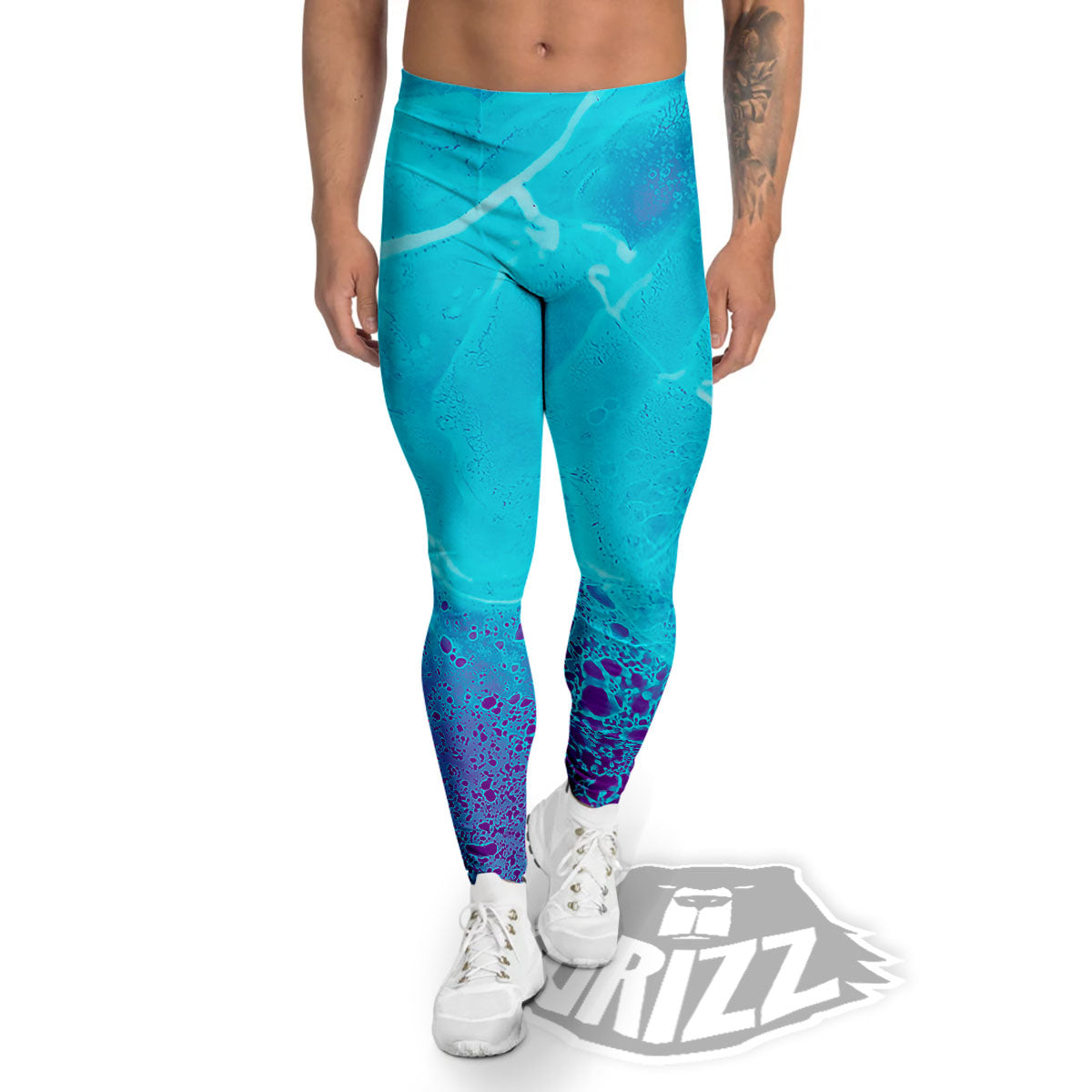 Melt Acid Turquoise Print Men's Leggings-grizzshop