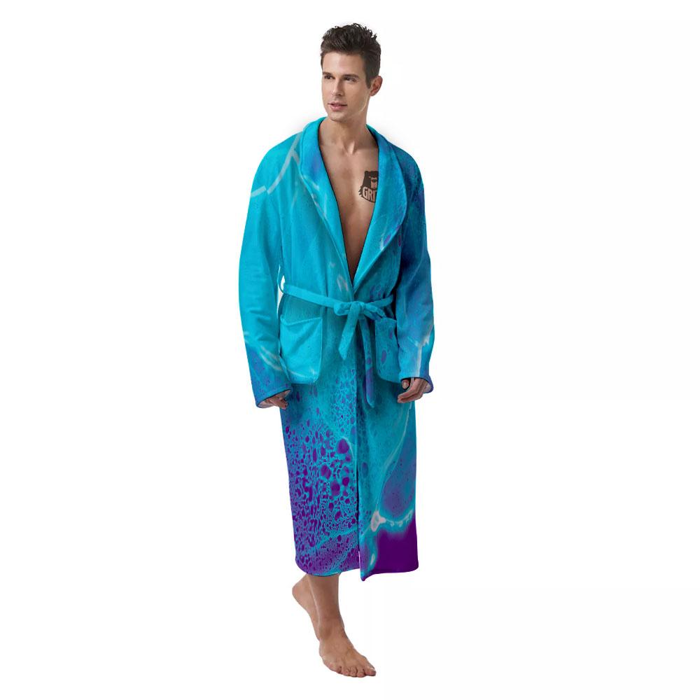 Melt Acid Turquoise Print Men's Robe-grizzshop