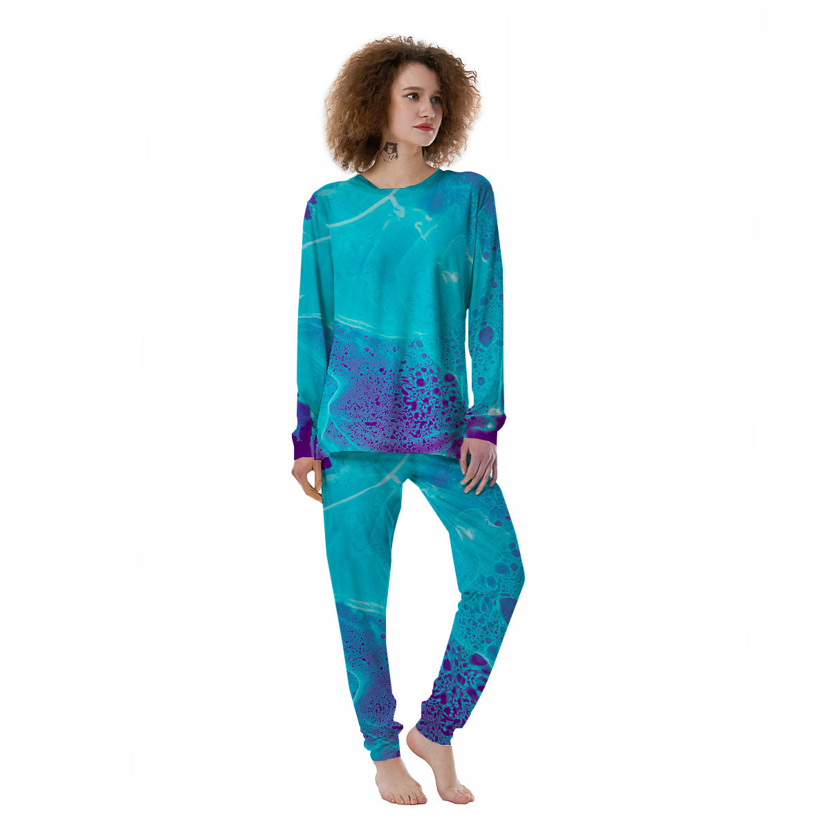 Melt Acid Turquoise Print Women's Pajamas-grizzshop