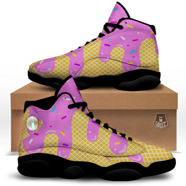 Melted Ice Cream Print White Basketball Shoes