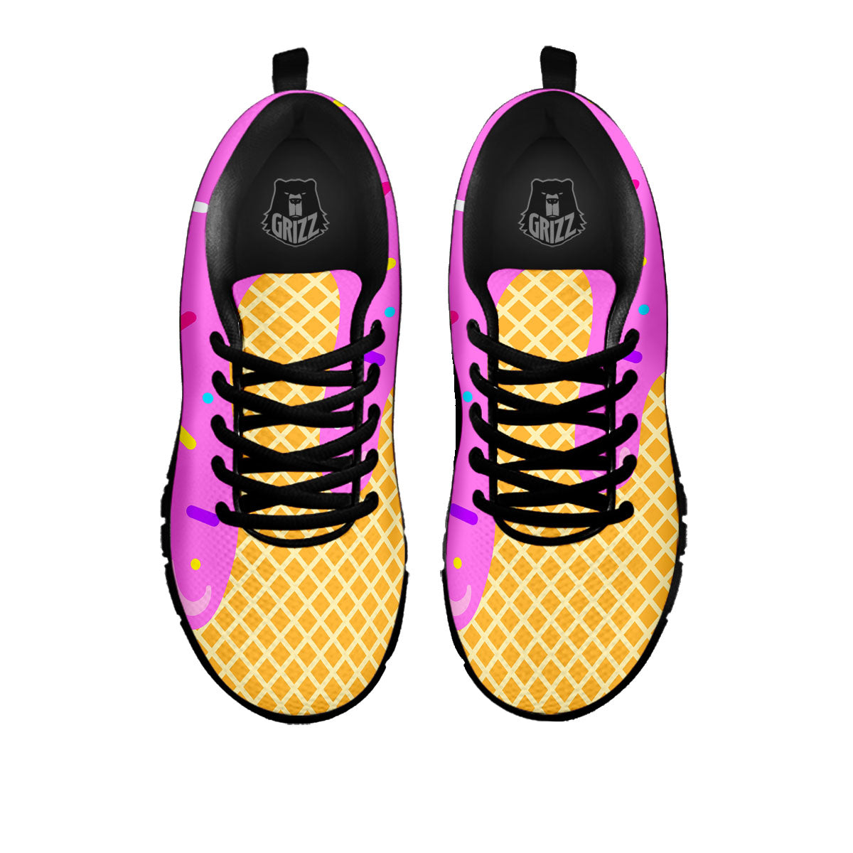 Melted Ice Cream Pink Print Black Sneaker-grizzshop