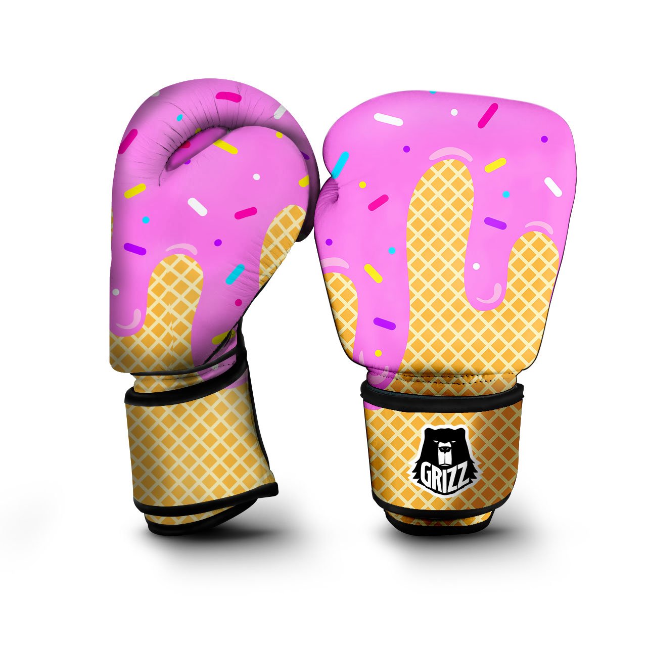 Melted Ice Cream Pink Print Boxing Gloves-grizzshop