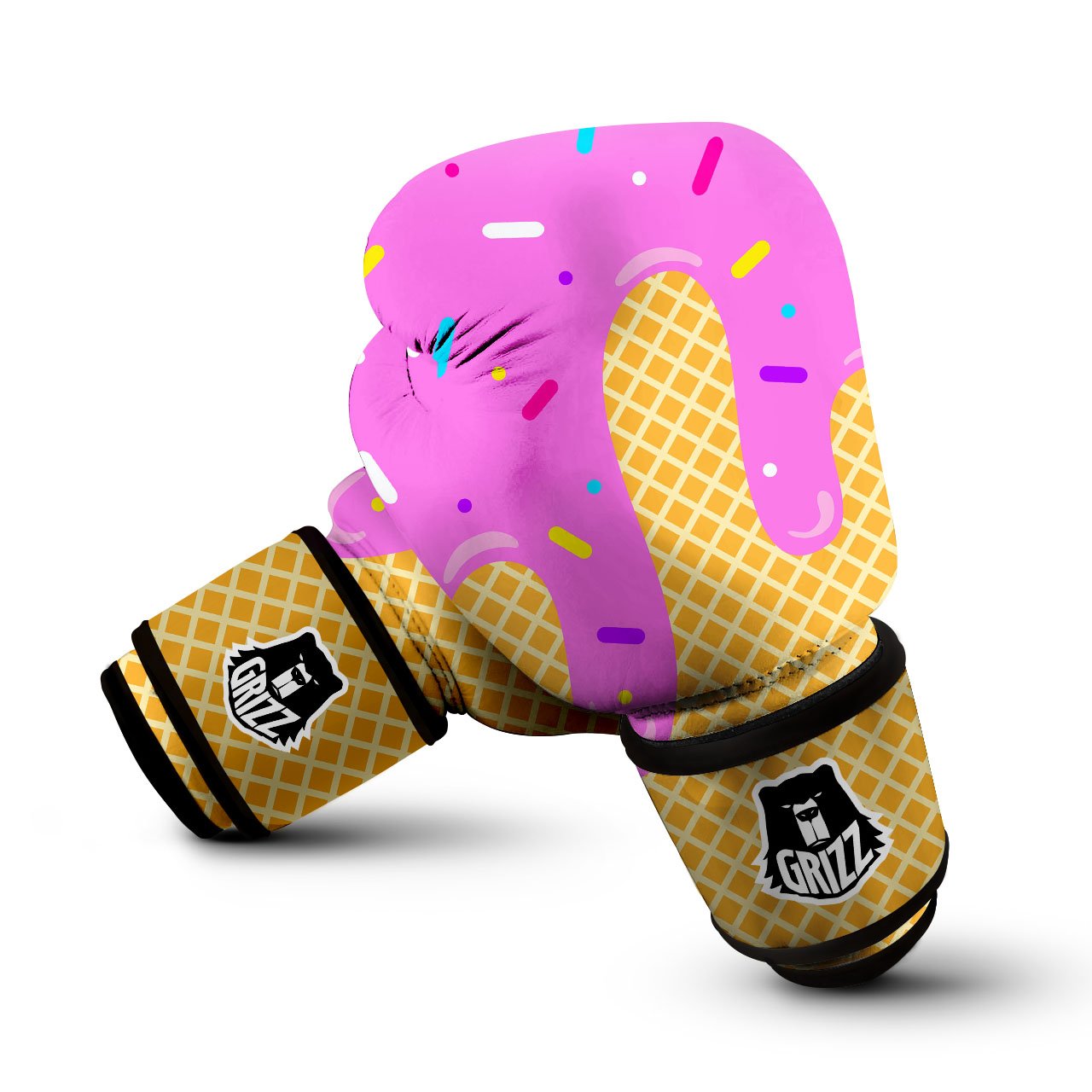 Melted Ice Cream Pink Print Boxing Gloves-grizzshop