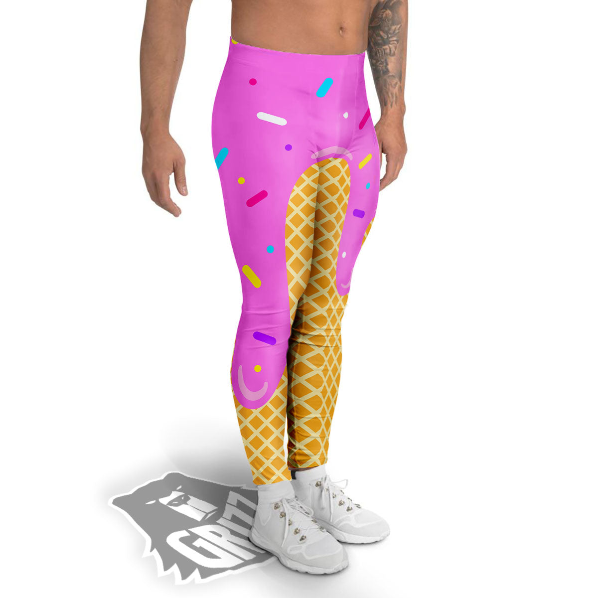 Melted Ice Cream Pink Print Men's Leggings-grizzshop