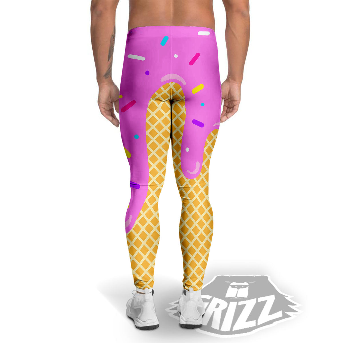 Melted Ice Cream Pink Print Men's Leggings-grizzshop