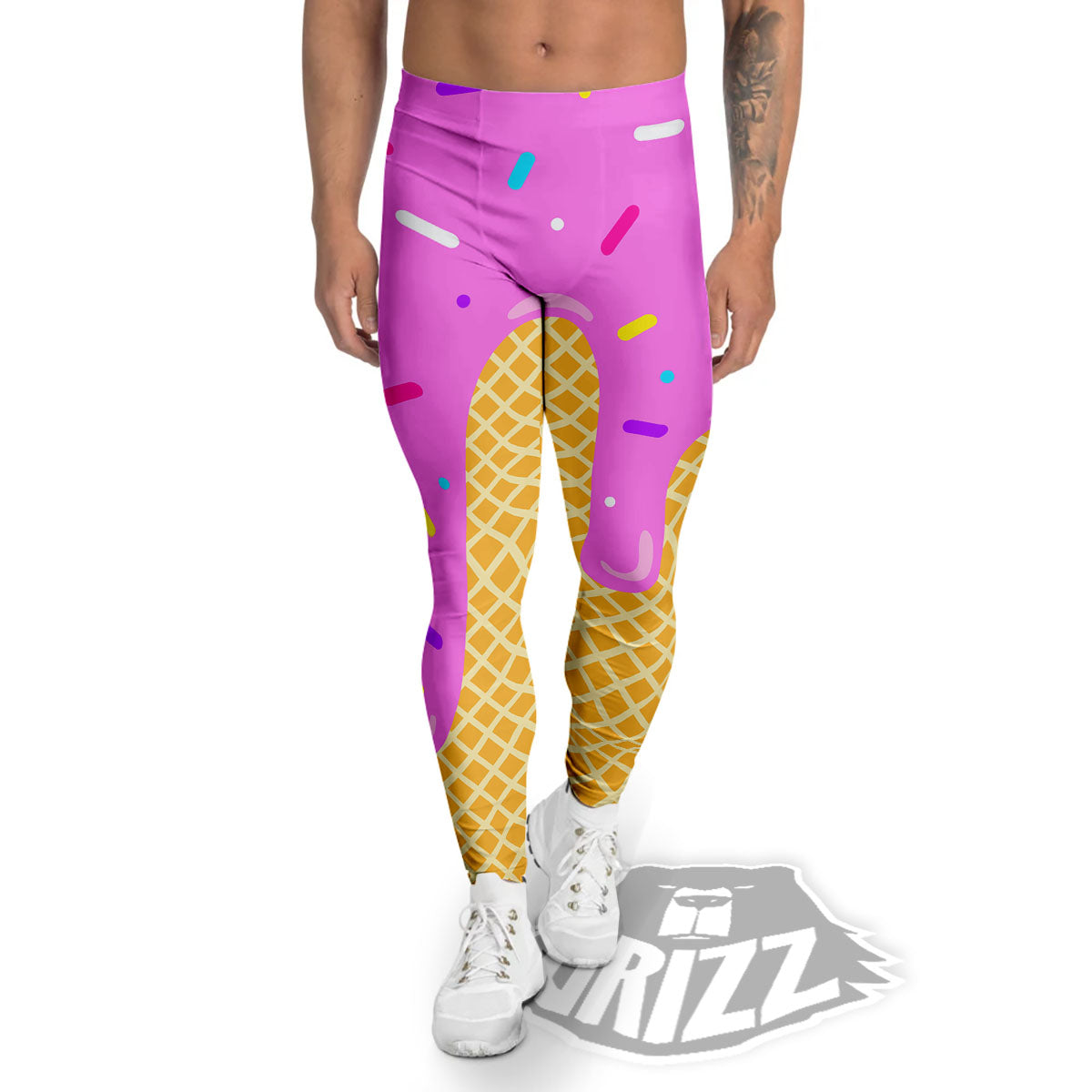 Melted Ice Cream Pink Print Men's Leggings-grizzshop