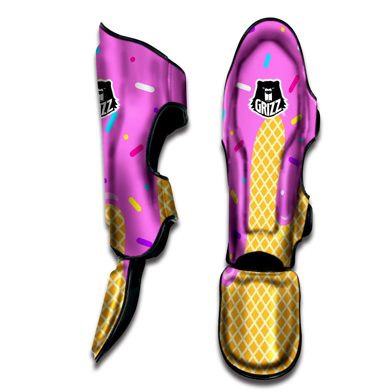Melted Ice Cream Pink Print Muay Thai Shin Guards-grizzshop