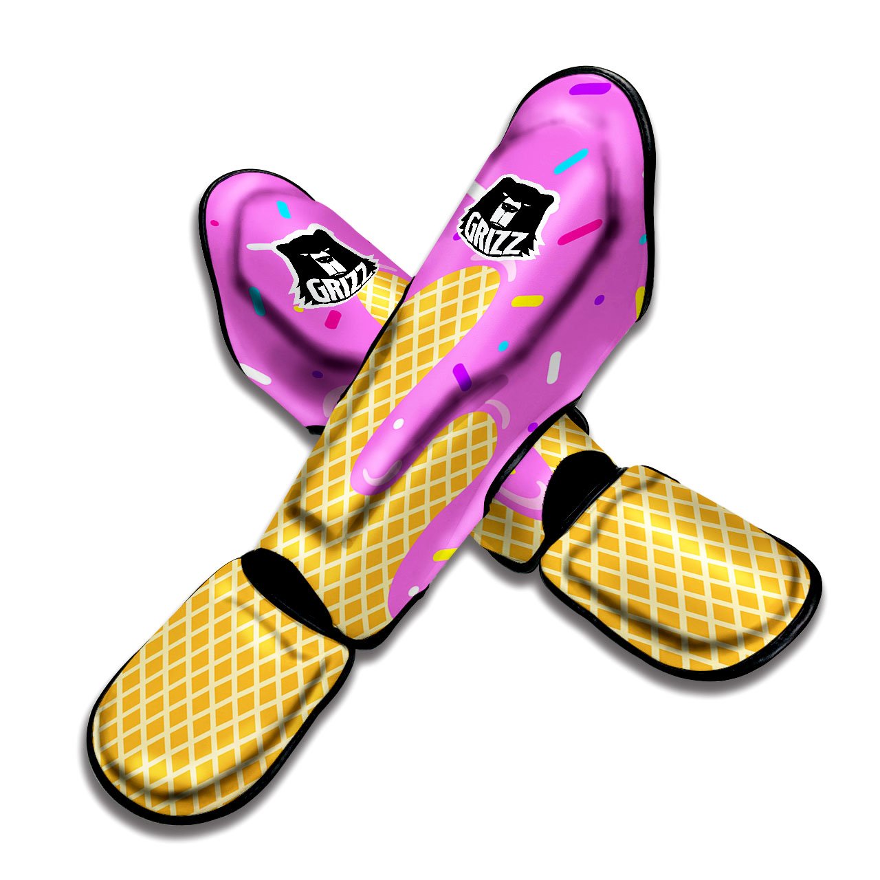 Melted Ice Cream Pink Print Muay Thai Shin Guards-grizzshop