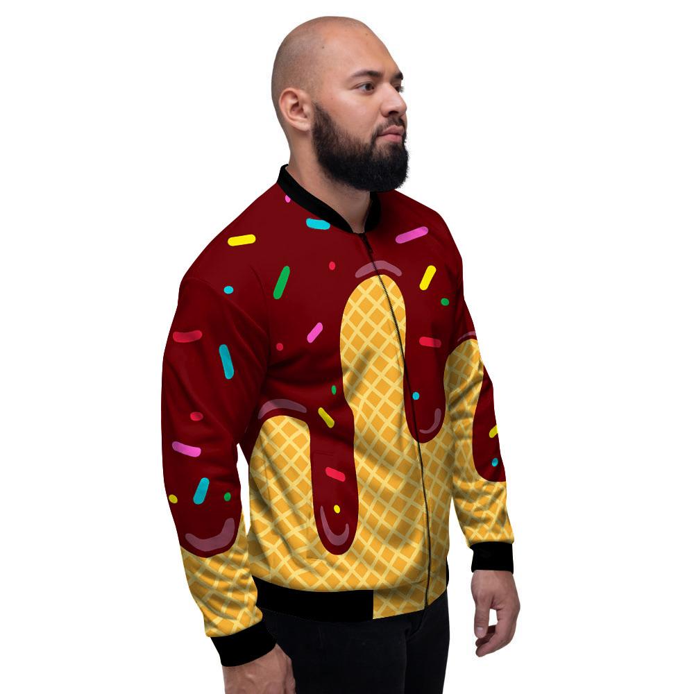 Melted Ice Cream Print Men's Bomber Jacket-grizzshop