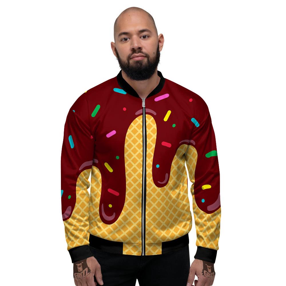 Melted Ice Cream Print Men's Bomber Jacket-grizzshop