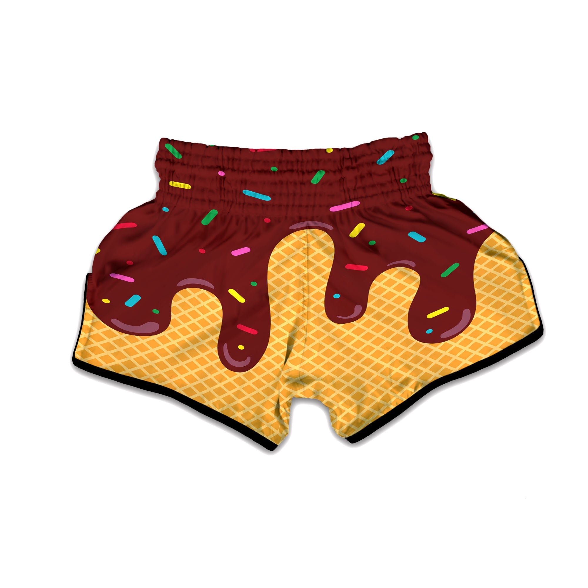 Melted Ice Cream Print Muay Thai Boxing Shorts-grizzshop