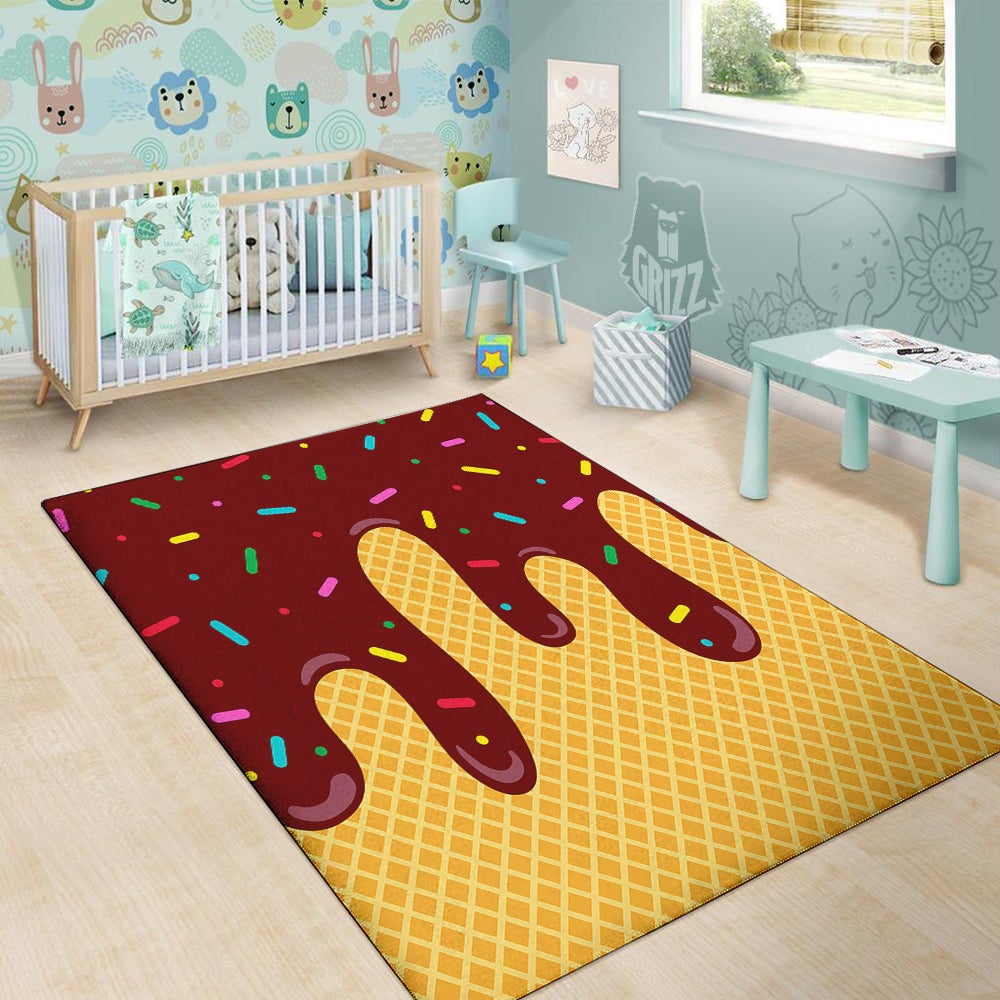 Melted Ice Cream Print Pattern Floor Mat-grizzshop
