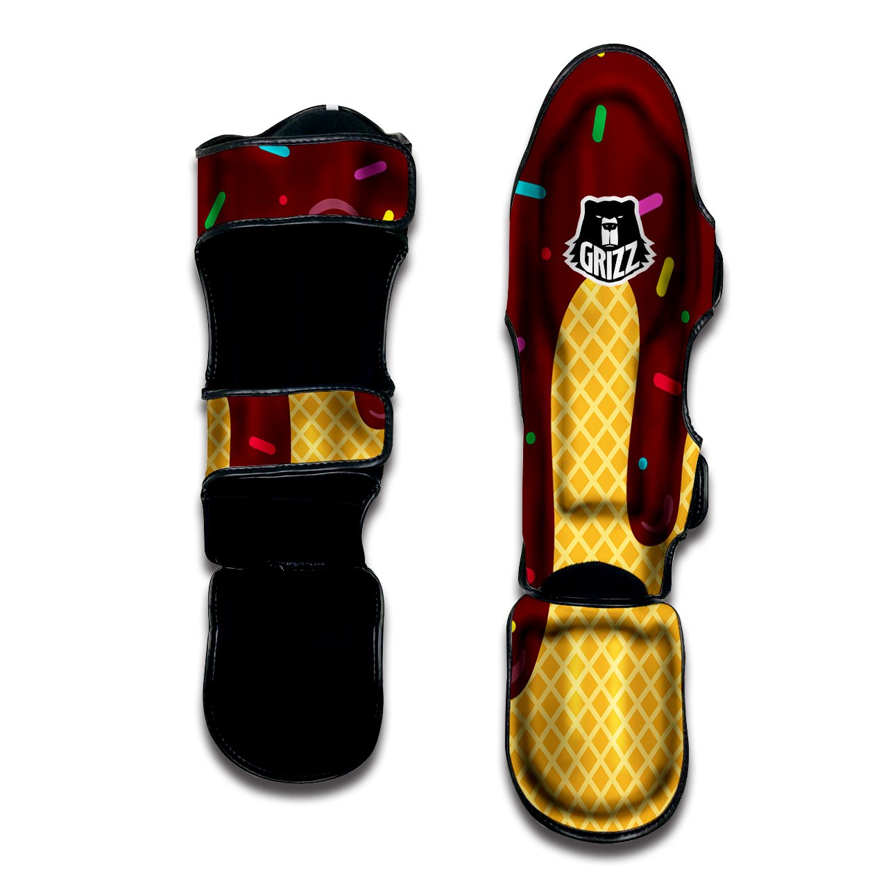 Melted Ice Cream Print Pattern Muay Thai Shin Guards-grizzshop