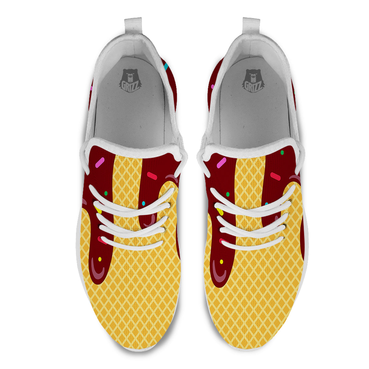 Melted Ice Cream Print Pattern White Athletic Shoes-grizzshop